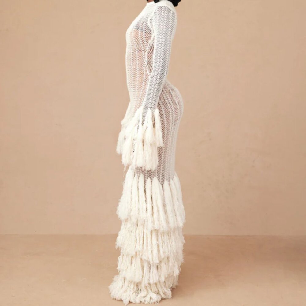KNANFE ZURIE DRESS LONG OFF WHITE SIZE UK 10 NWT - Picture 4 of 4